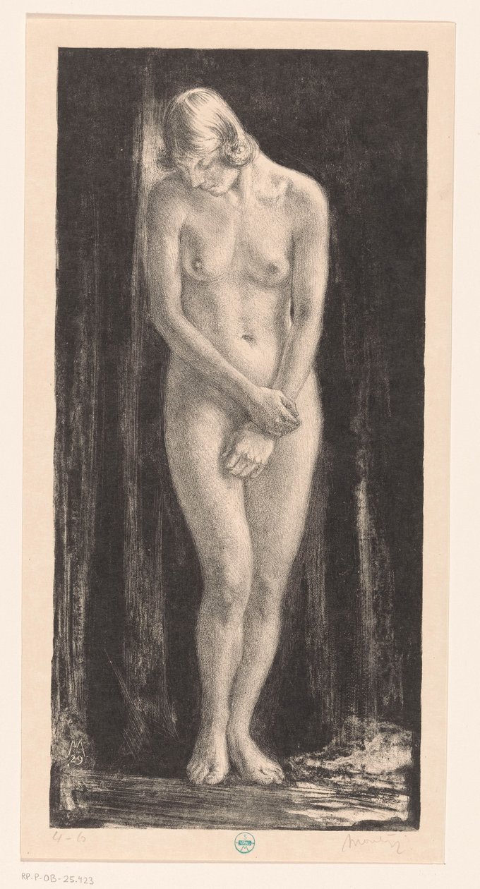 stående naken kvinna av Simon Moulijn (signed by artist)