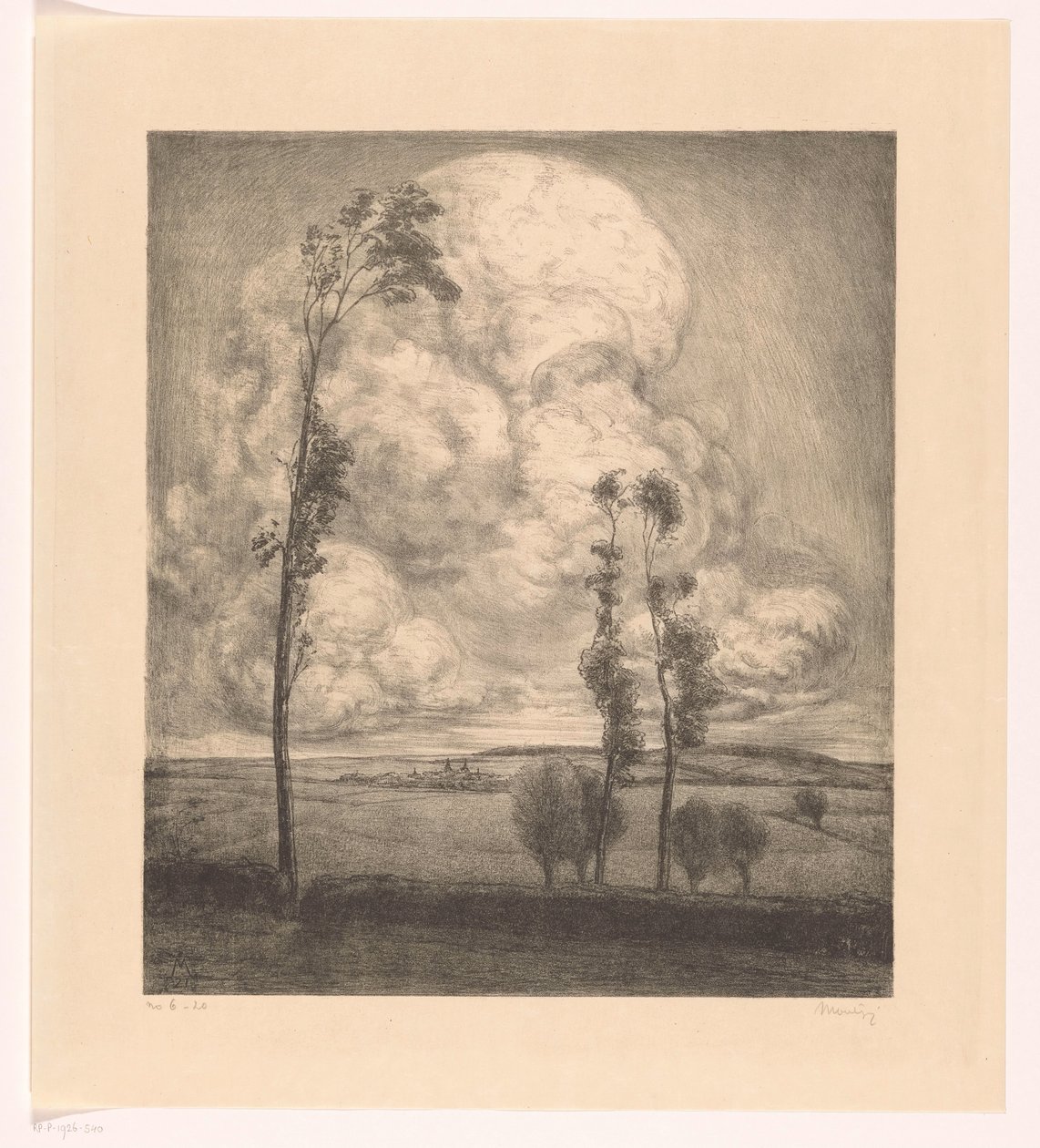 Moln över böljande landskap av Simon Moulijn (signed by artist)