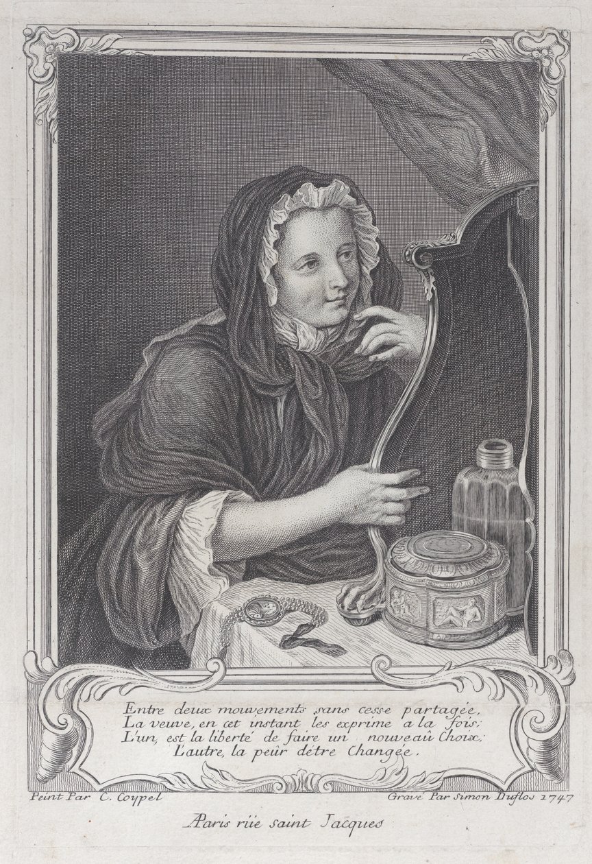 Den kokettska änkan, 1747, 1747. av Simon Nicolas Duflos