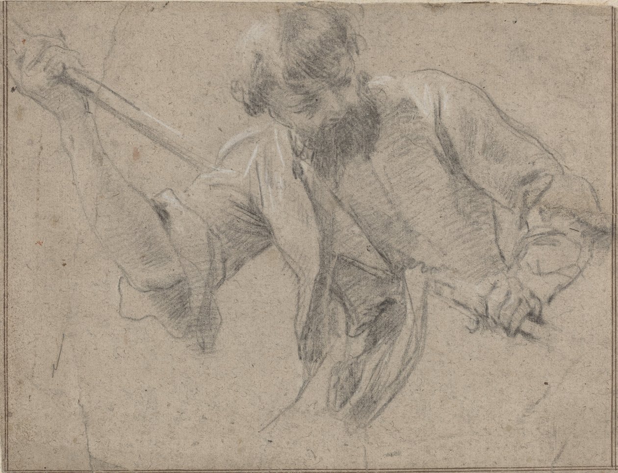 En skäggig man med en stav av Simon Vouet