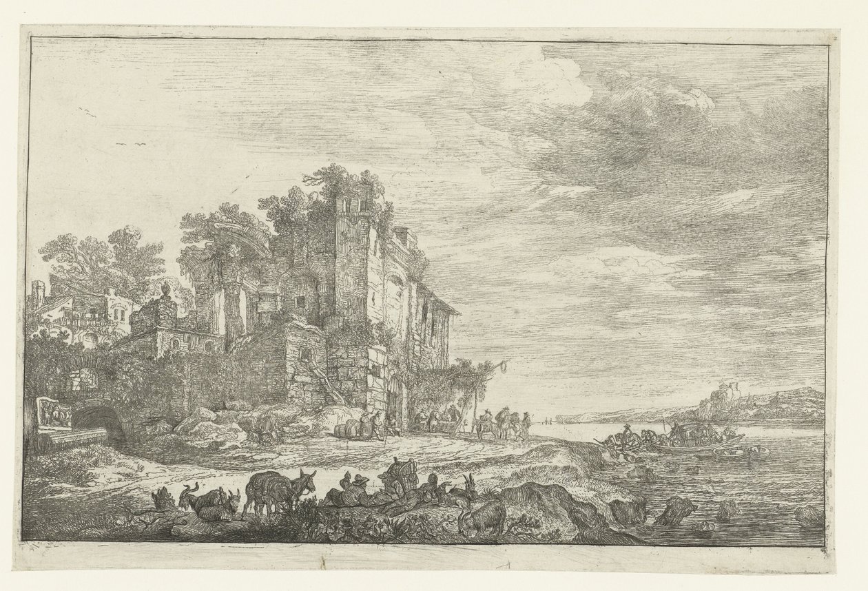 Värdshuset i en ruin av Simon de Vlieger