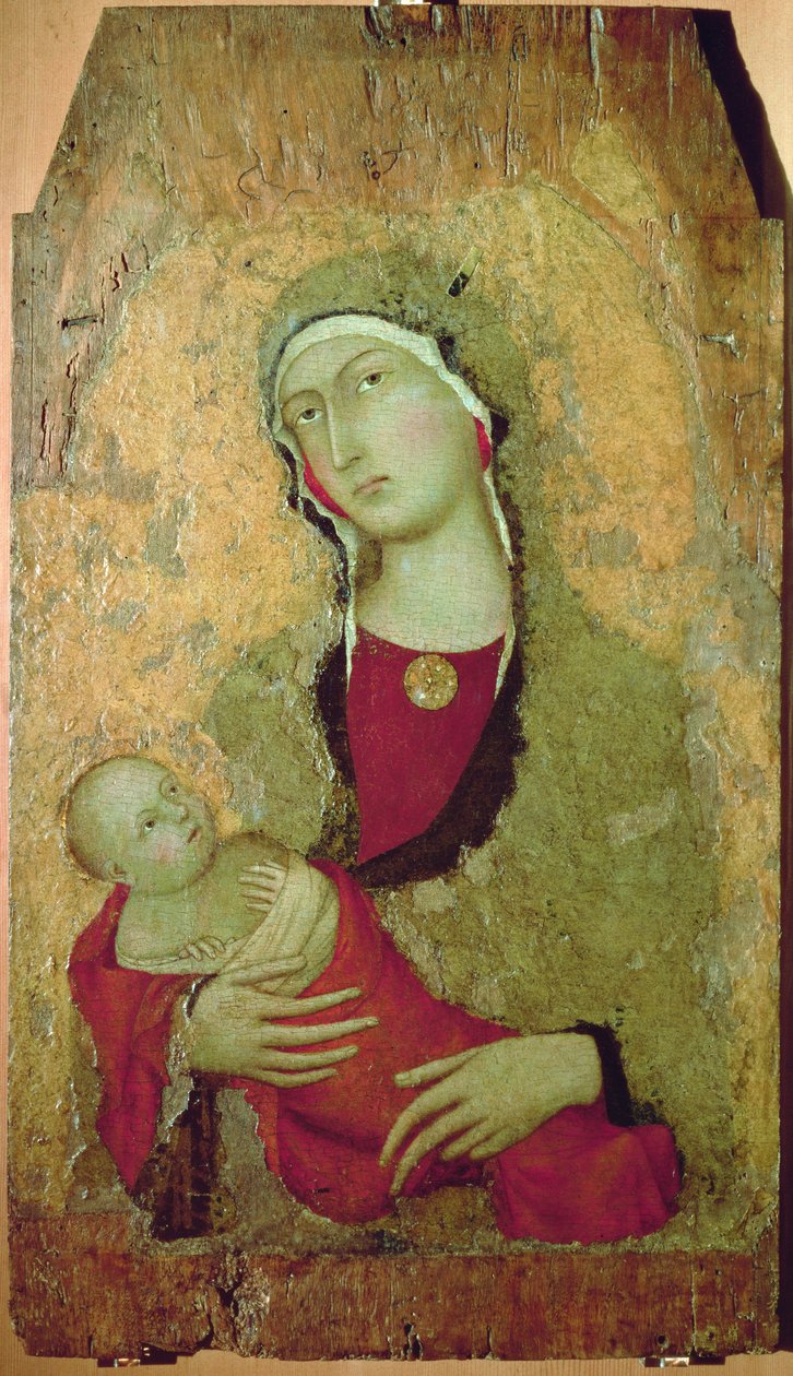 Madonna och barn (tempera på panel) av Simone Martini