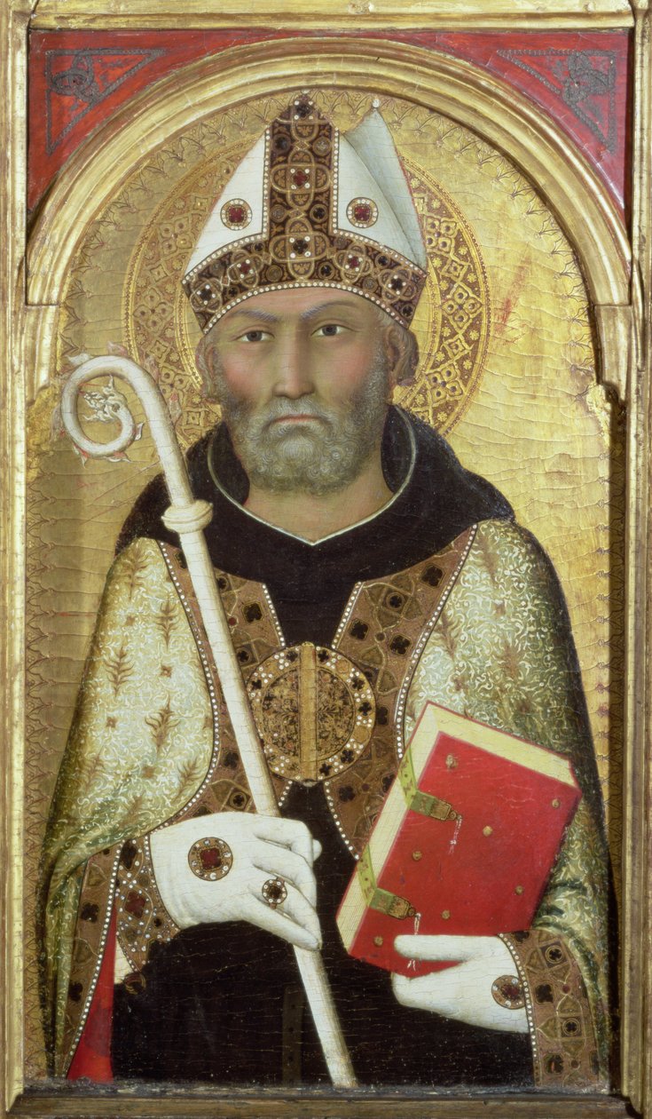 St. Augustine, ca 1319 (tempera med guld på panel) (detalj av 58835) av Simone Martini