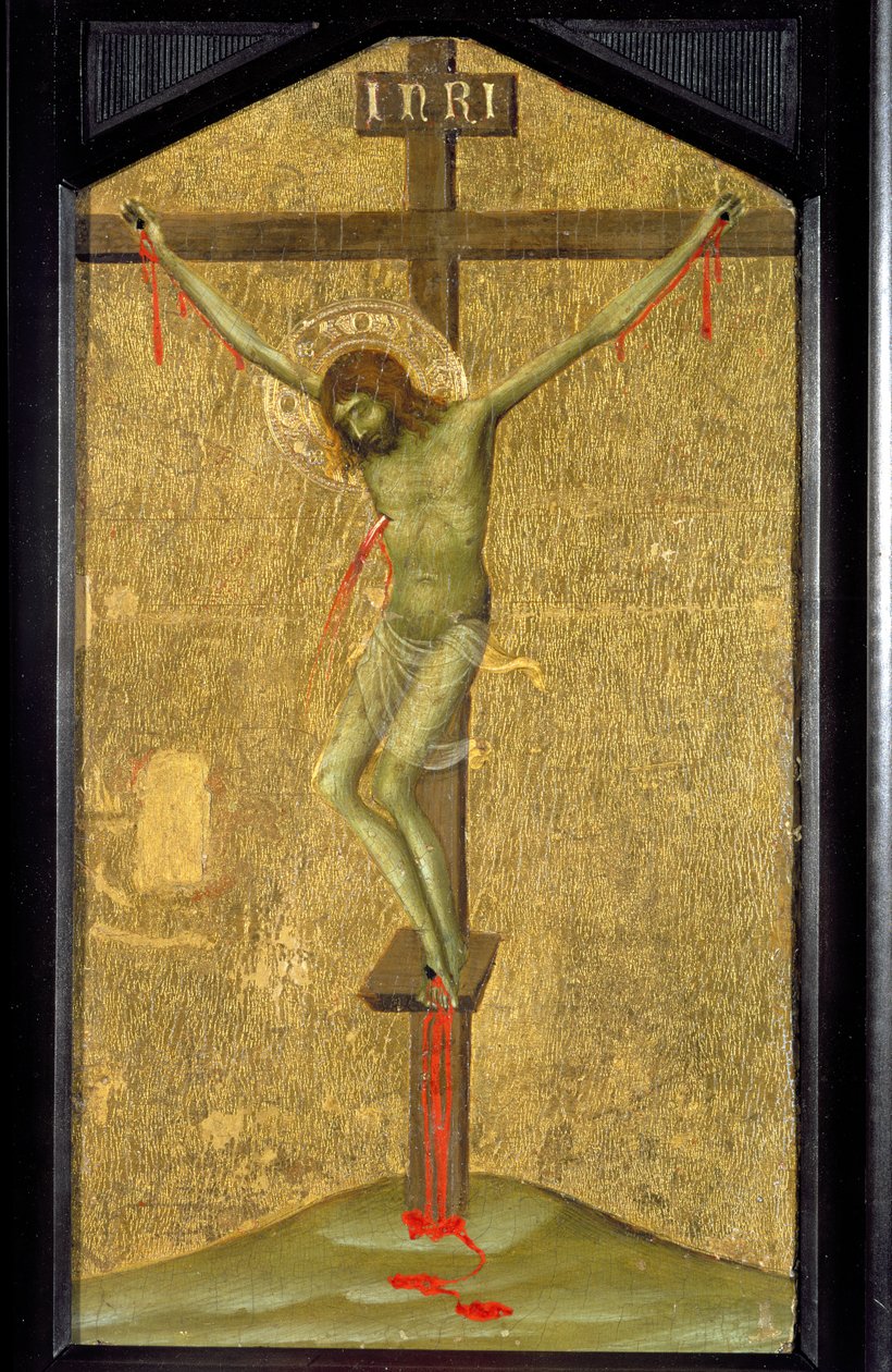 Kristus på korset, ca 1340 (tempera och guld på panel) av Simone Martini