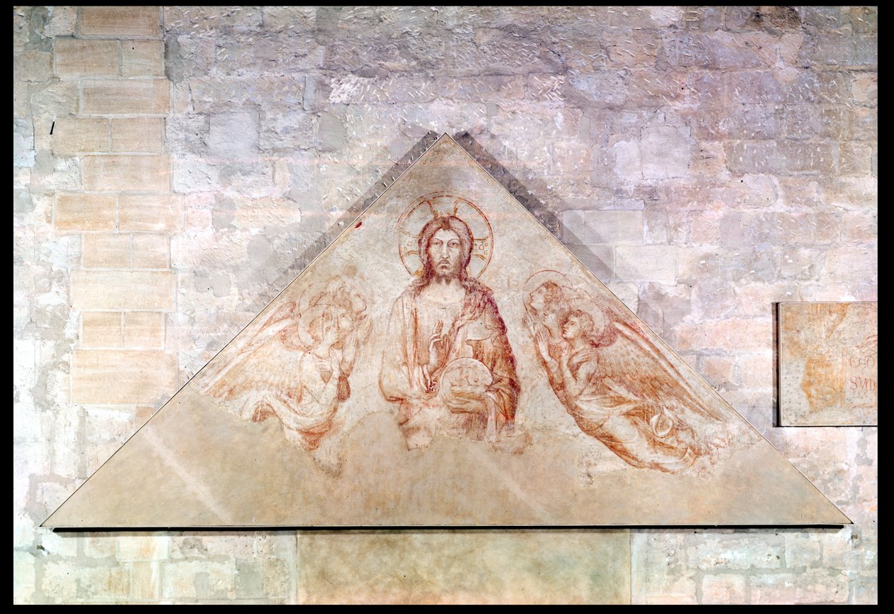 Tympanum föreställande Kristus Återlösaren omgiven av änglar, 1341 av Simone Martini