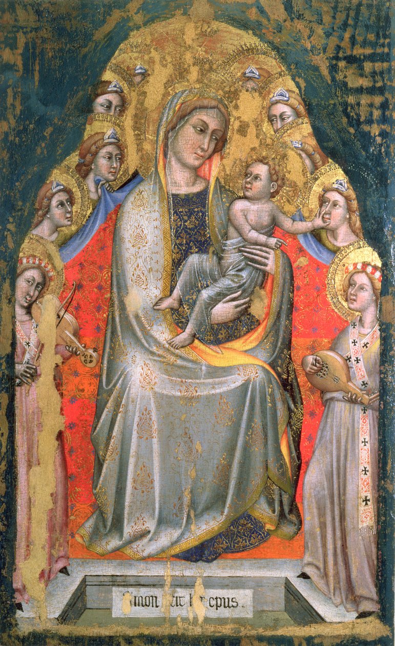 Madonna and Child Enthroned with Angels (panel) av Simone dei Crocifissi