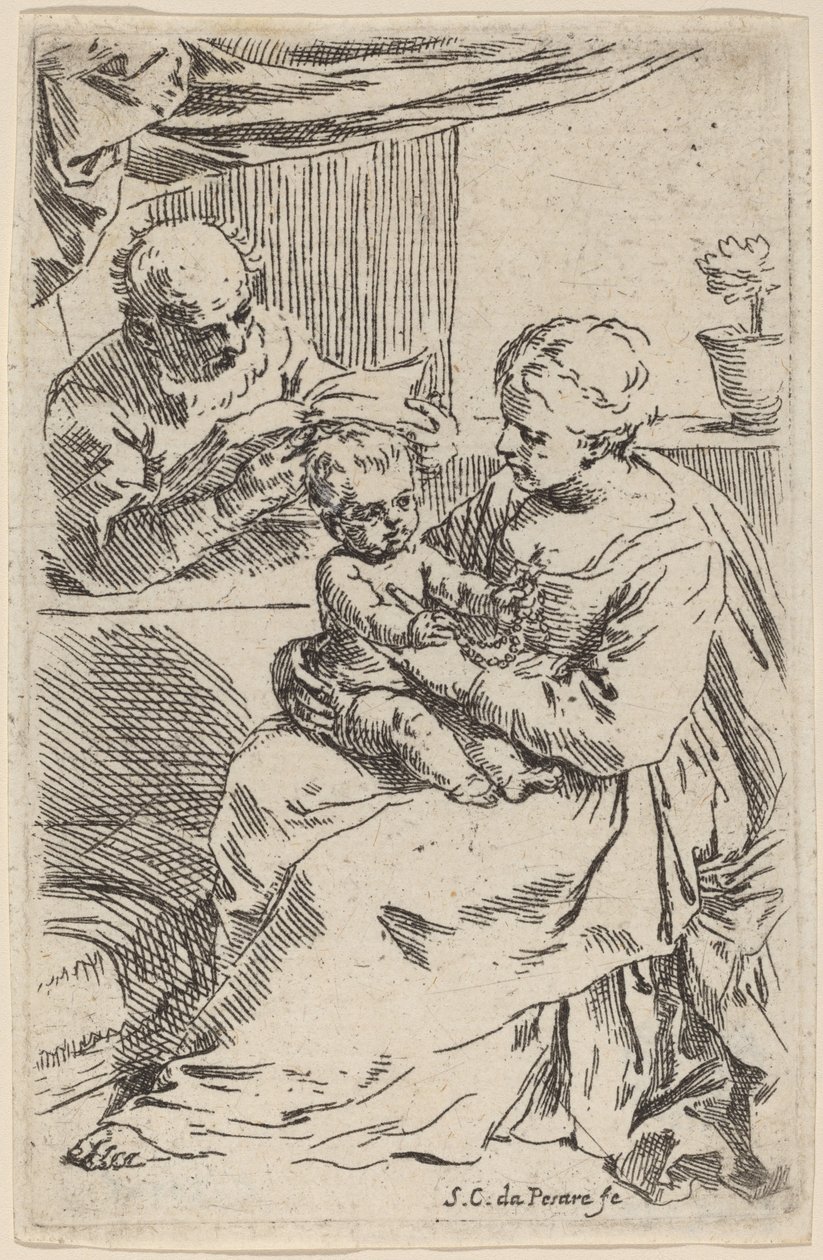 Den heliga familjen av Simone Cantarini