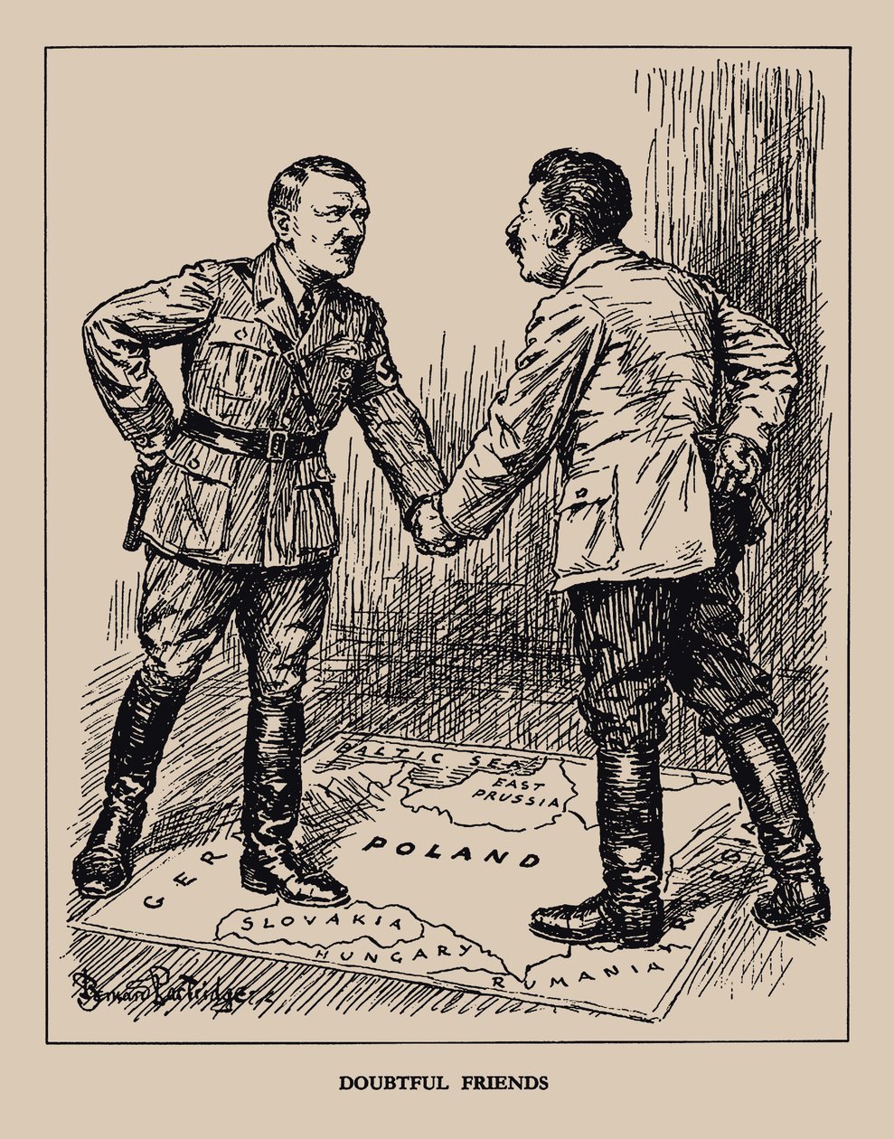 Tveksamma vänner. Punch magazine, 1939, 1939. av Sir Bernard Partridge