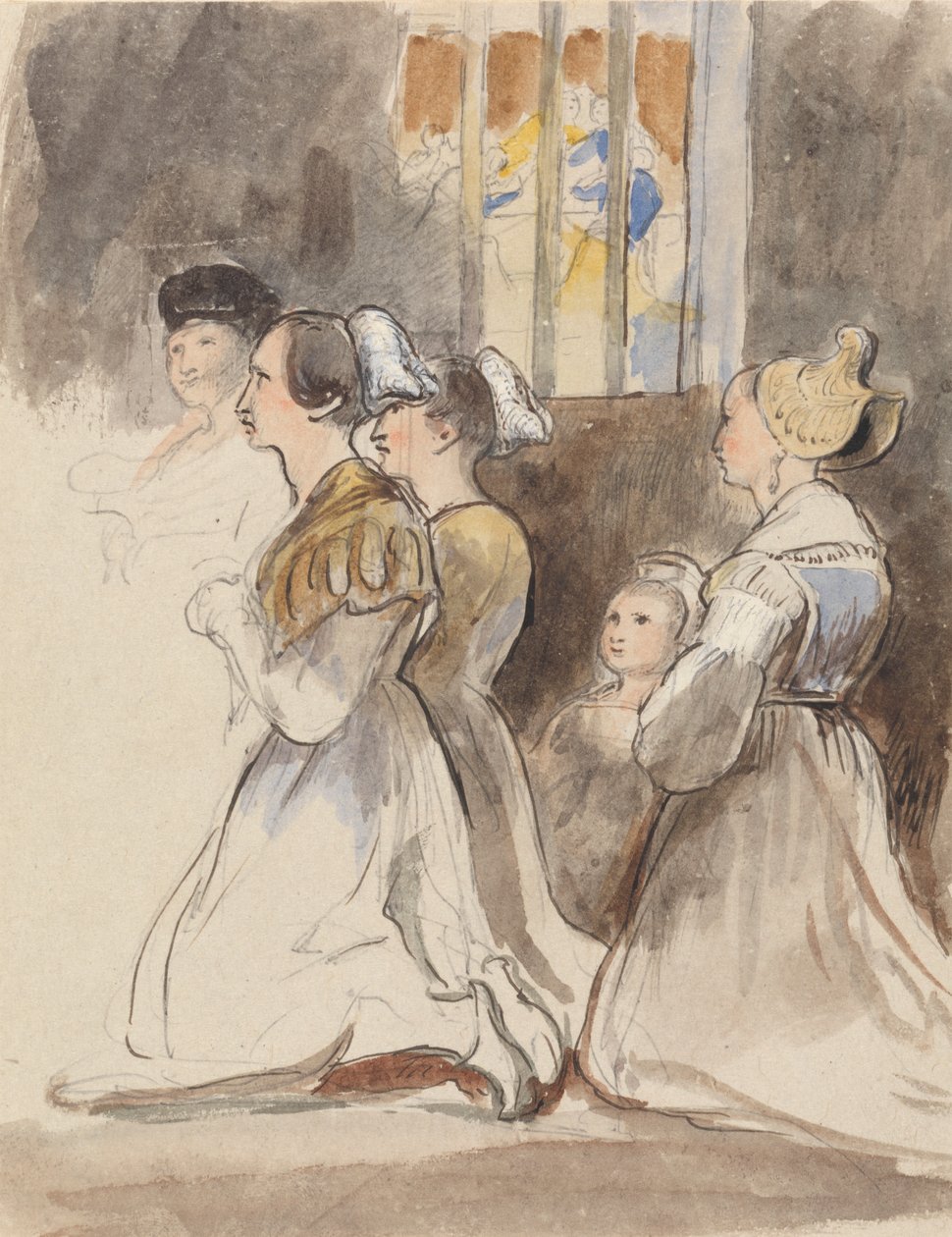 En grupp kvinnor i mässa av Sir David Wilkie