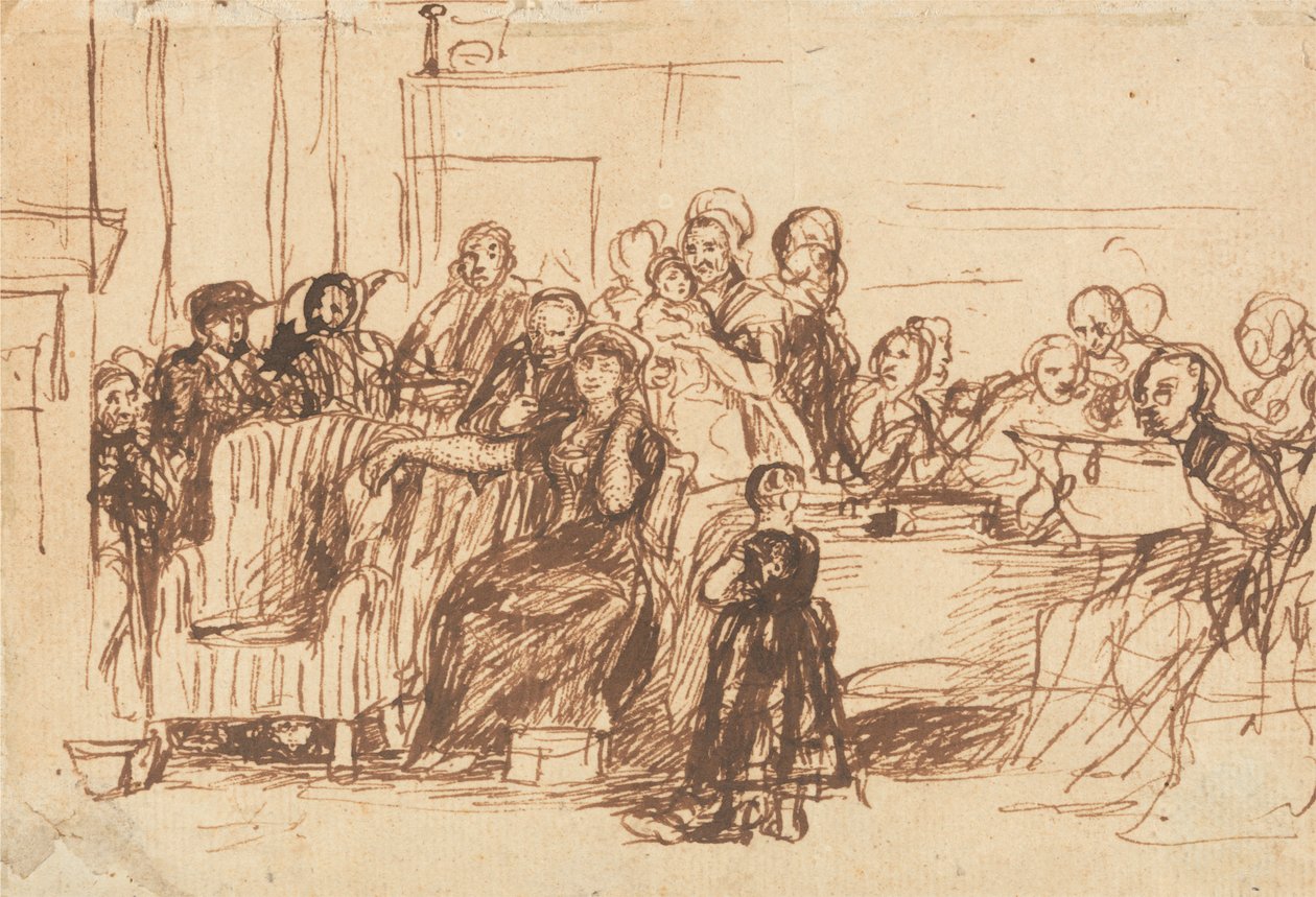Skiss för "Att läsa testamentet" av Sir David Wilkie