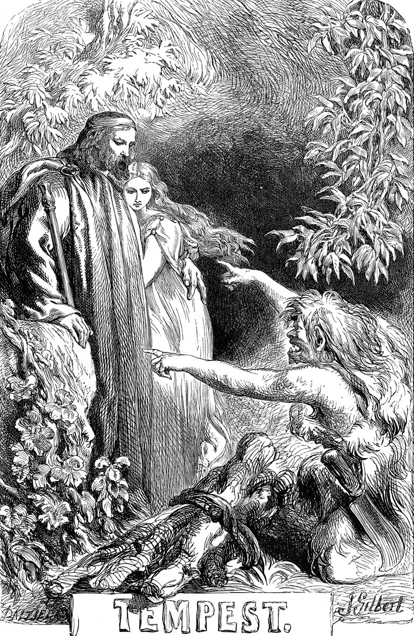 Scen från Shakespeares Stormen, 1856-1858 av Sir John Gilbert