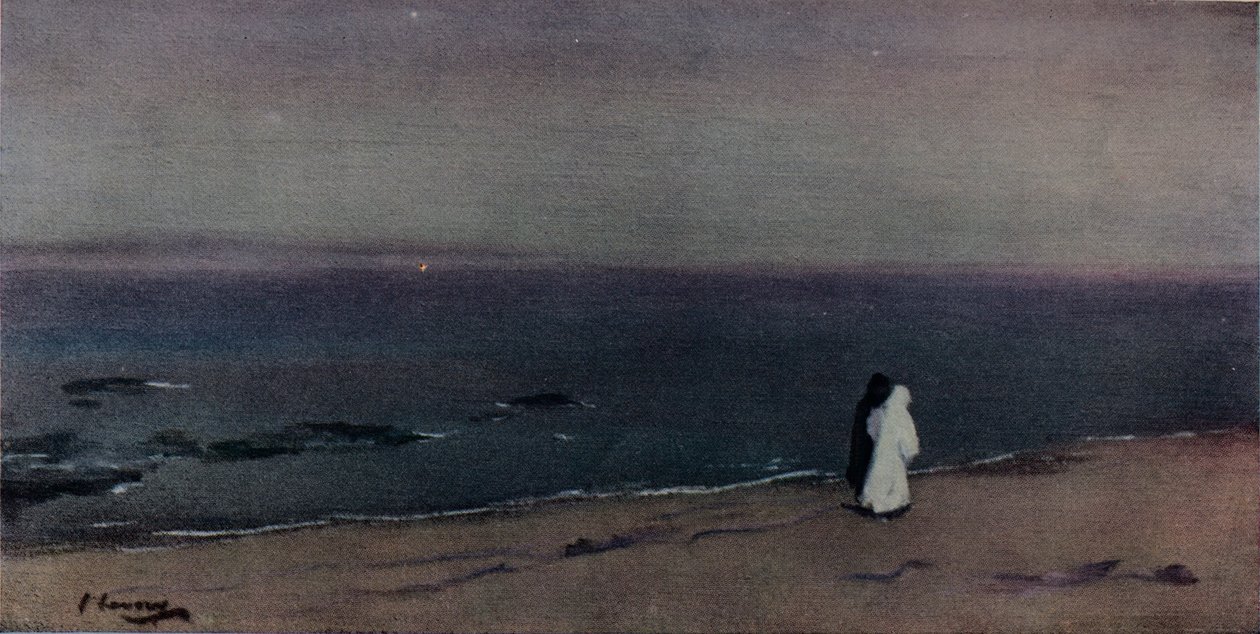 Stranden, månsken, c1908 av Sir John Lavery