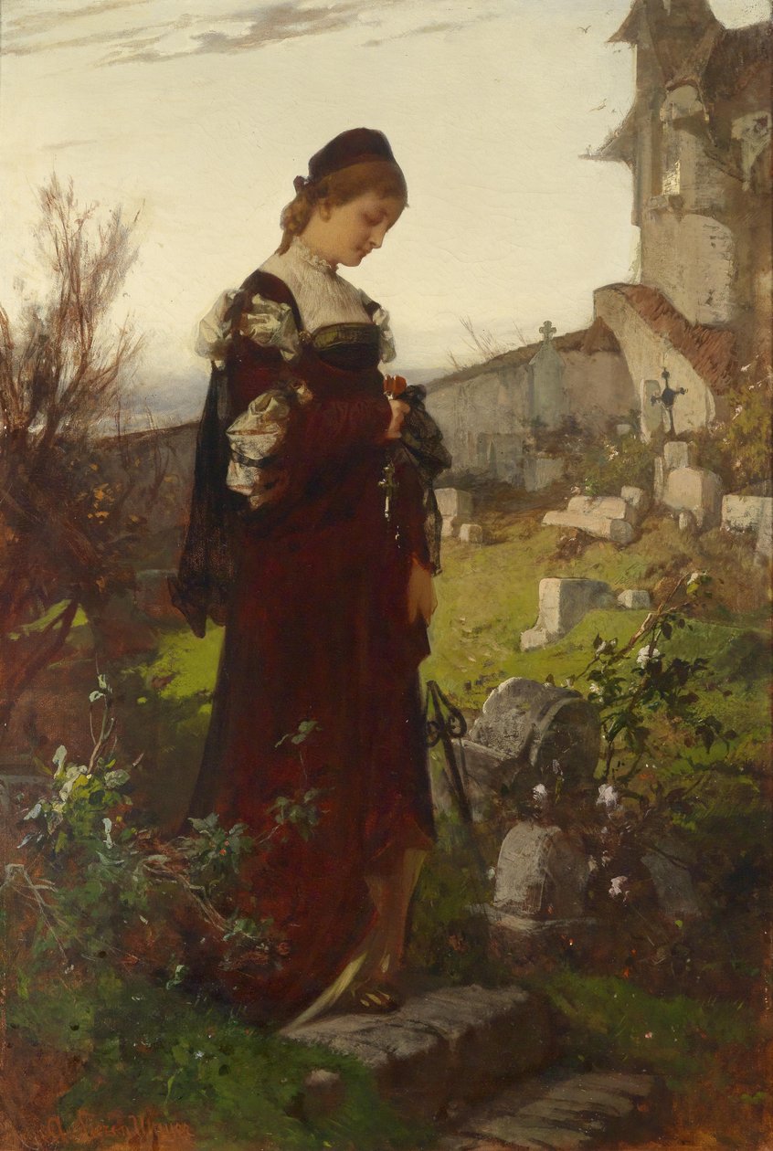 Flicka på en kyrkogård av Sándor Liezen Mayer