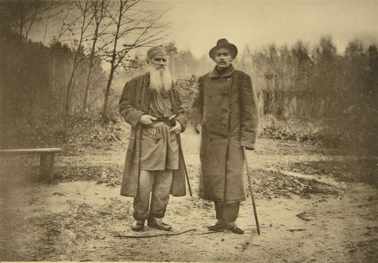 Leo Tolstoj och författaren Maxim Gorkij av Sophia Andreevna Tolstaya