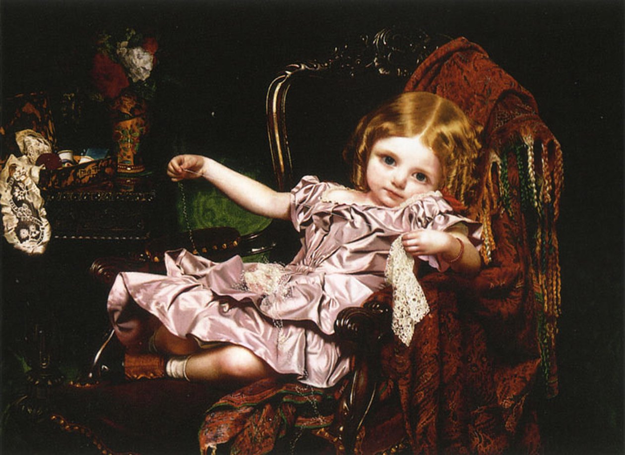 Ung flicka i en fåtölj, ca 1850 av Sophie Gengembre Anderson