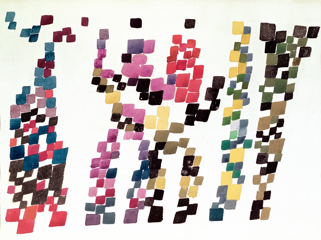 Kvadrater som representerar en grupp människor, 1920 (wc och gouache på papper) av Sophie Taeuber Arp
