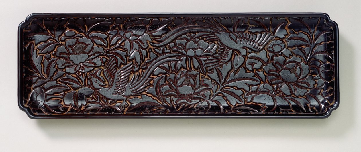 Snidade bricka (lackerat trä) av Southern Song Dynasty Chinese School