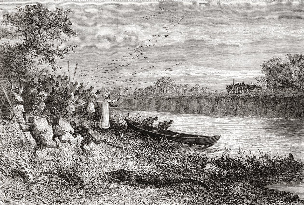 Ruaha-floden i Tanzania, från "Africa Pintoresca", publicerad 1888. av Spanish School
