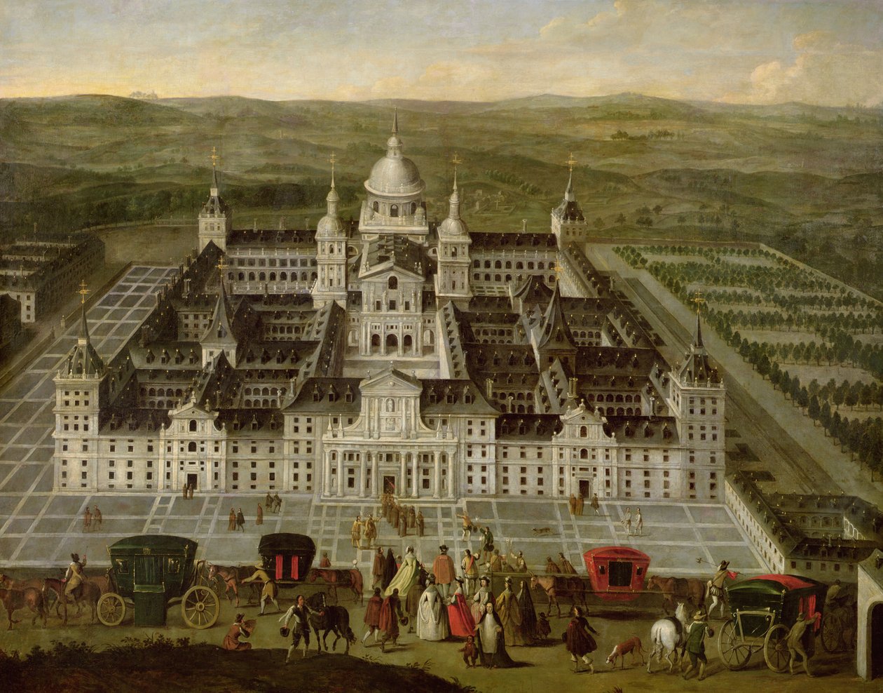 Utsikt över El Escorial av Spanish School
