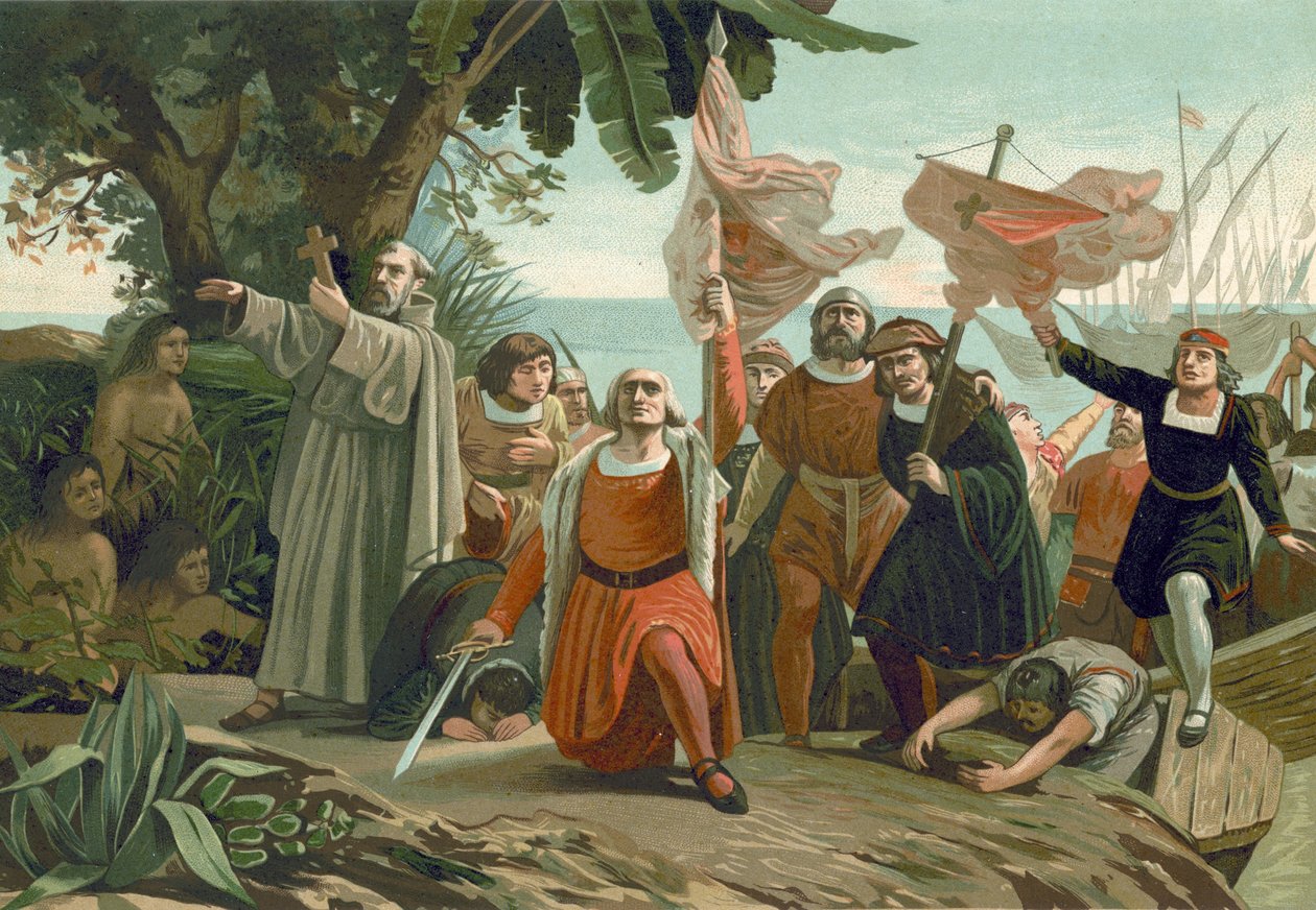 Columbus ankomst till Amerika, 1492 av Spanish School