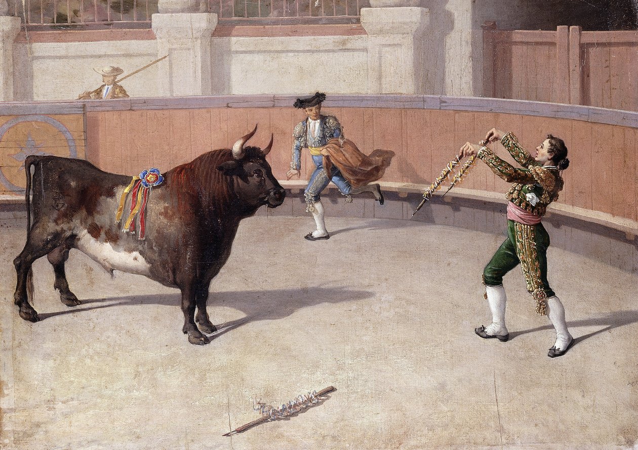 Tjurfäktningsscen, 1800-talet. av Spanish School
