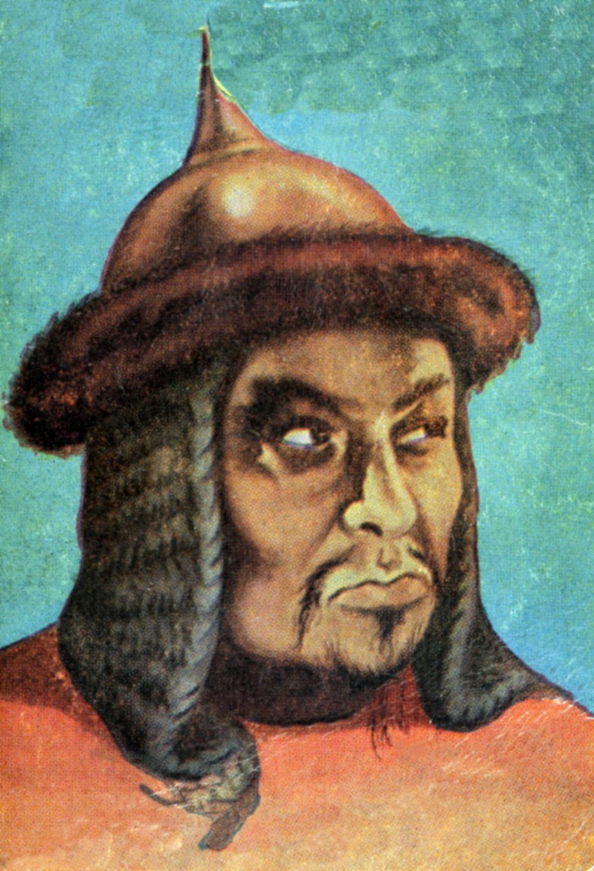Porträtt av Djingis Khan (Temudjin av Spanish School