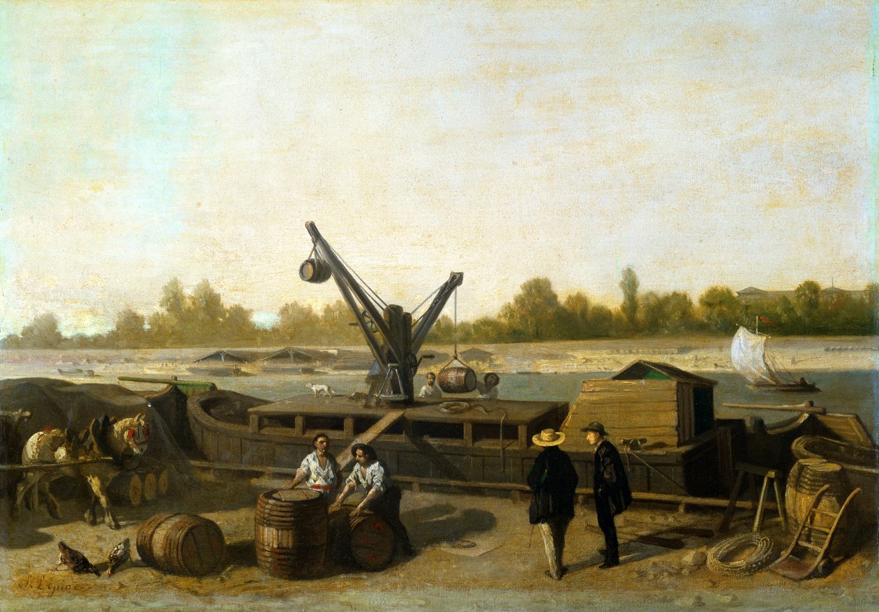 Pråm vid kajen av Stanislas Victor Edouard Lepine