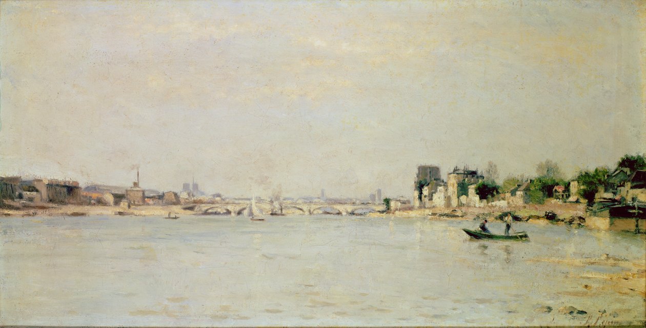 Utsikt över floden Seine (olja) av Stanislas Victor Edouard Lepine