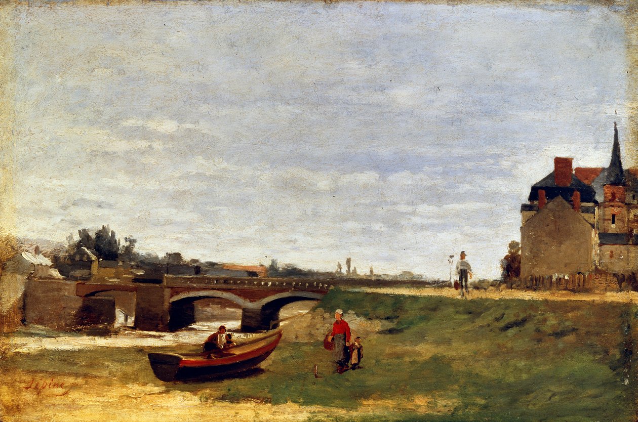 Landskap med en bro, tidigt 1870-tal av Stanislas Lepine