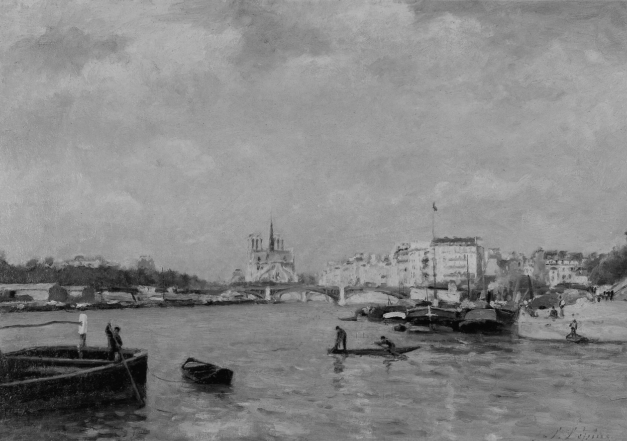 Utsikt över Seine, Paris av Stanislas Lepine