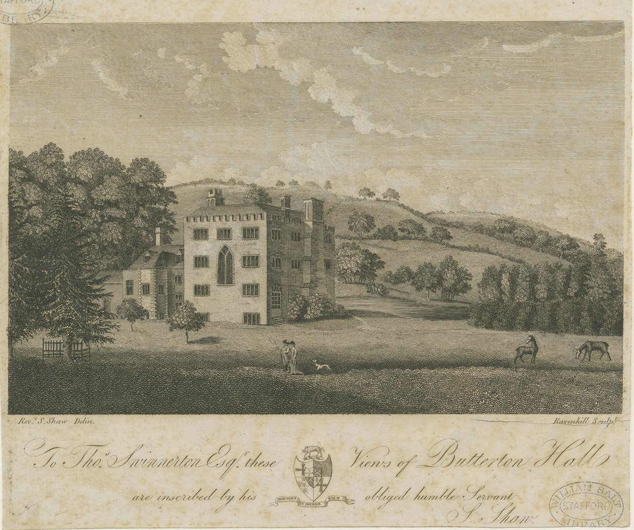 Butterton Hall: gravyr och [1700-talet] av Stebbing Shaw