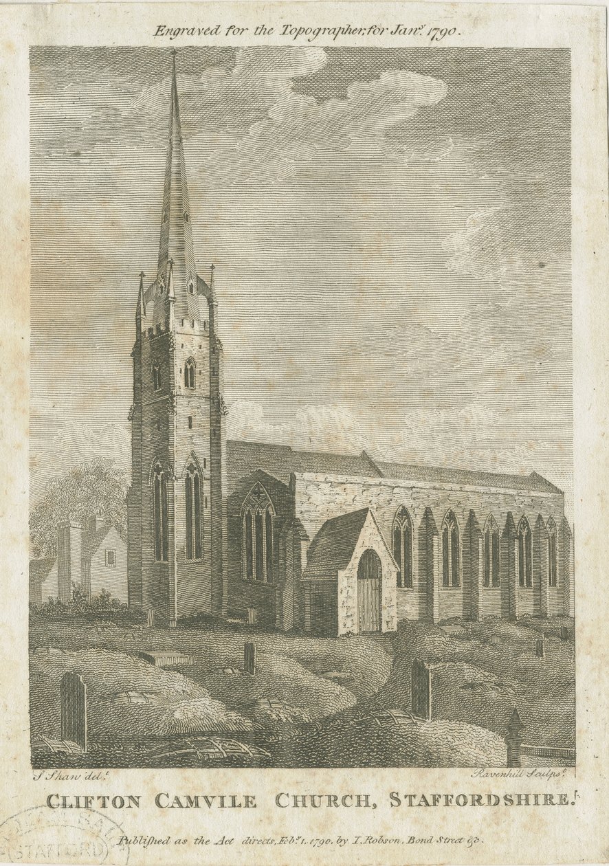 Clifton Campville Church: gravyr, nd [1790] av Stebbing Shaw