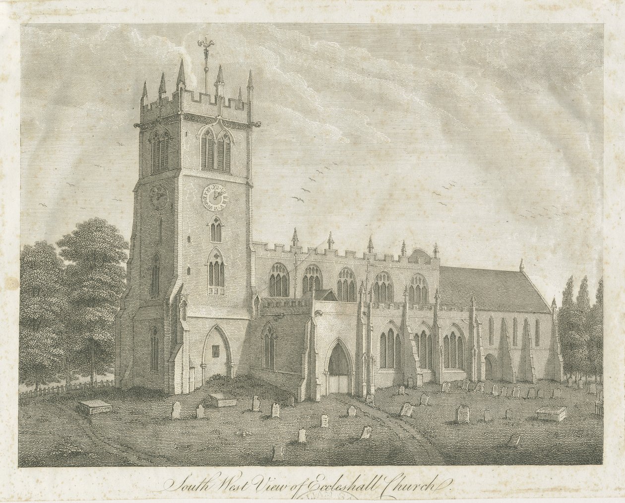 Ecclesall Church: gravyr och [1700-talet] (tryck) av Stebbing Shaw