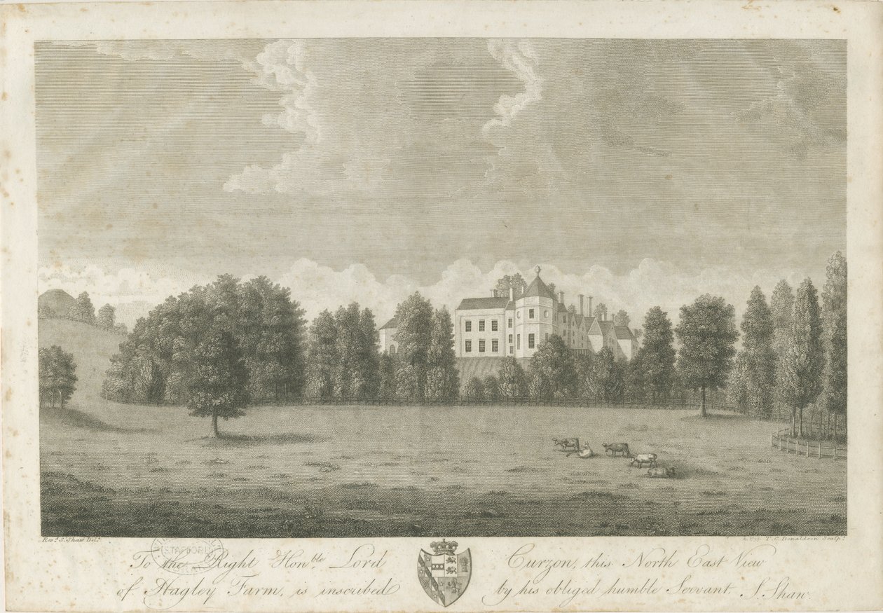 Hagley Hall: gravyr av Stebbing Shaw
