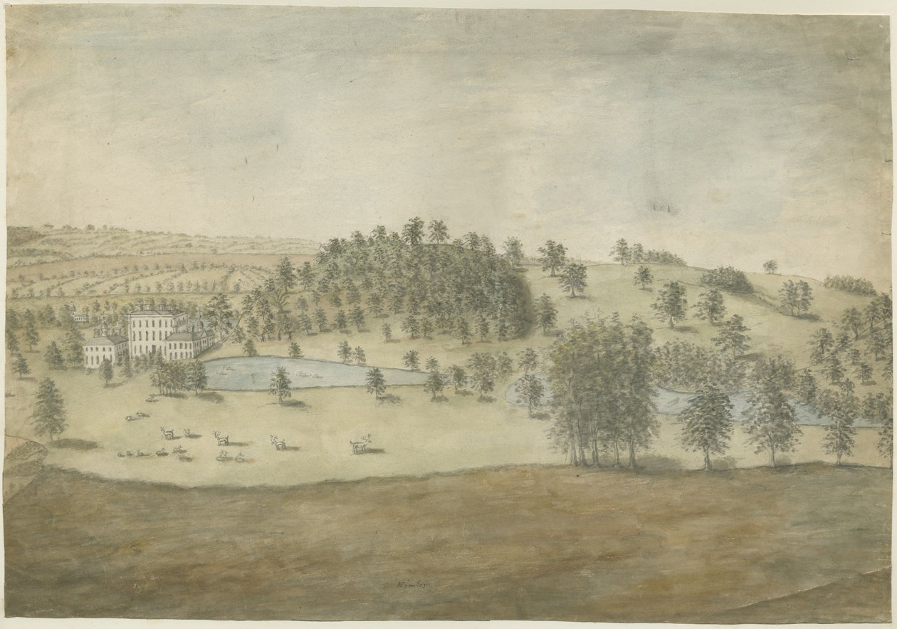 Himley Hall: akvarellmålning, nd [1762-1798] av Stebbing Shaw