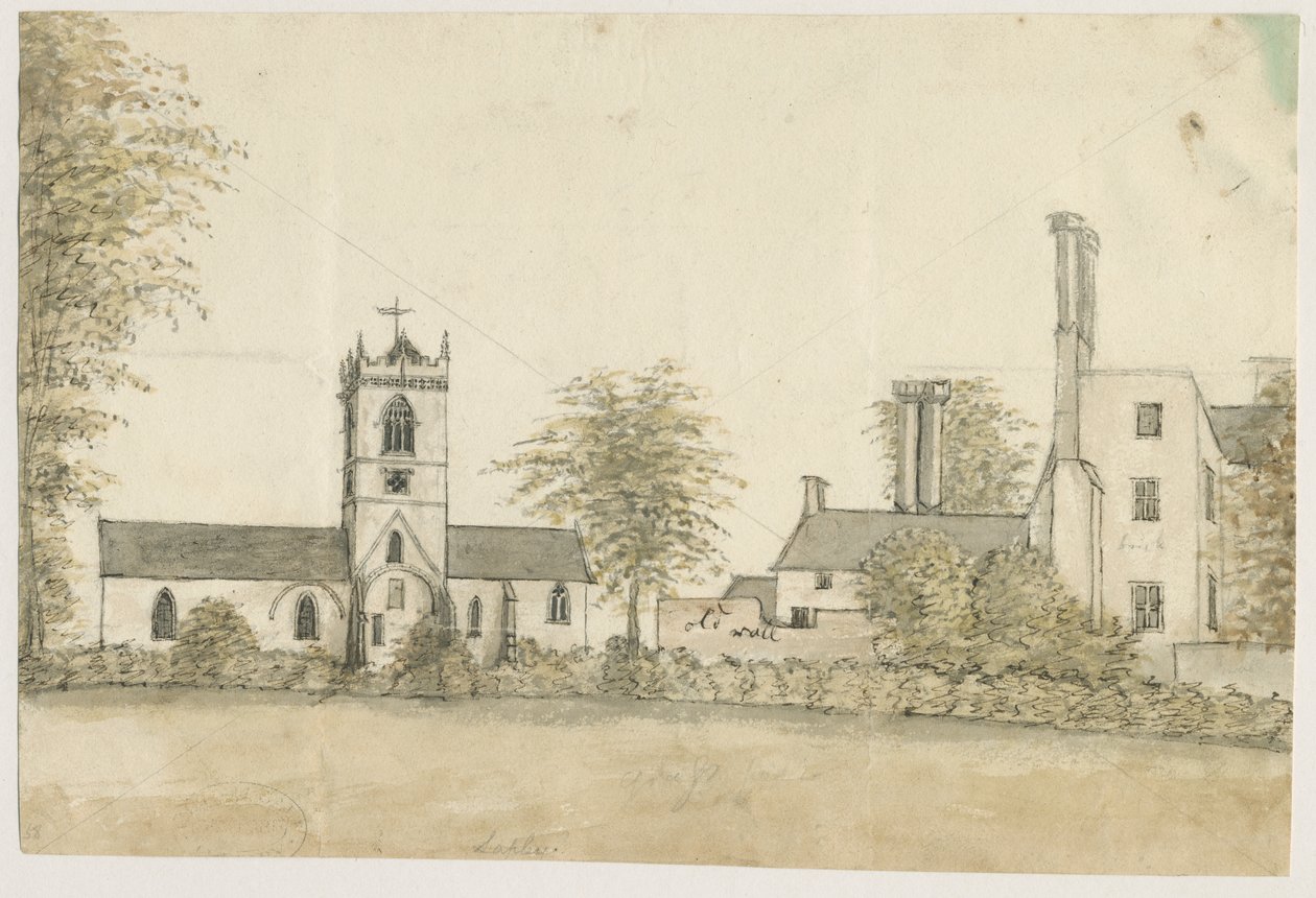 Lapley Church: akvarellmålning, nd [1762-1802] av Stebbing Shaw