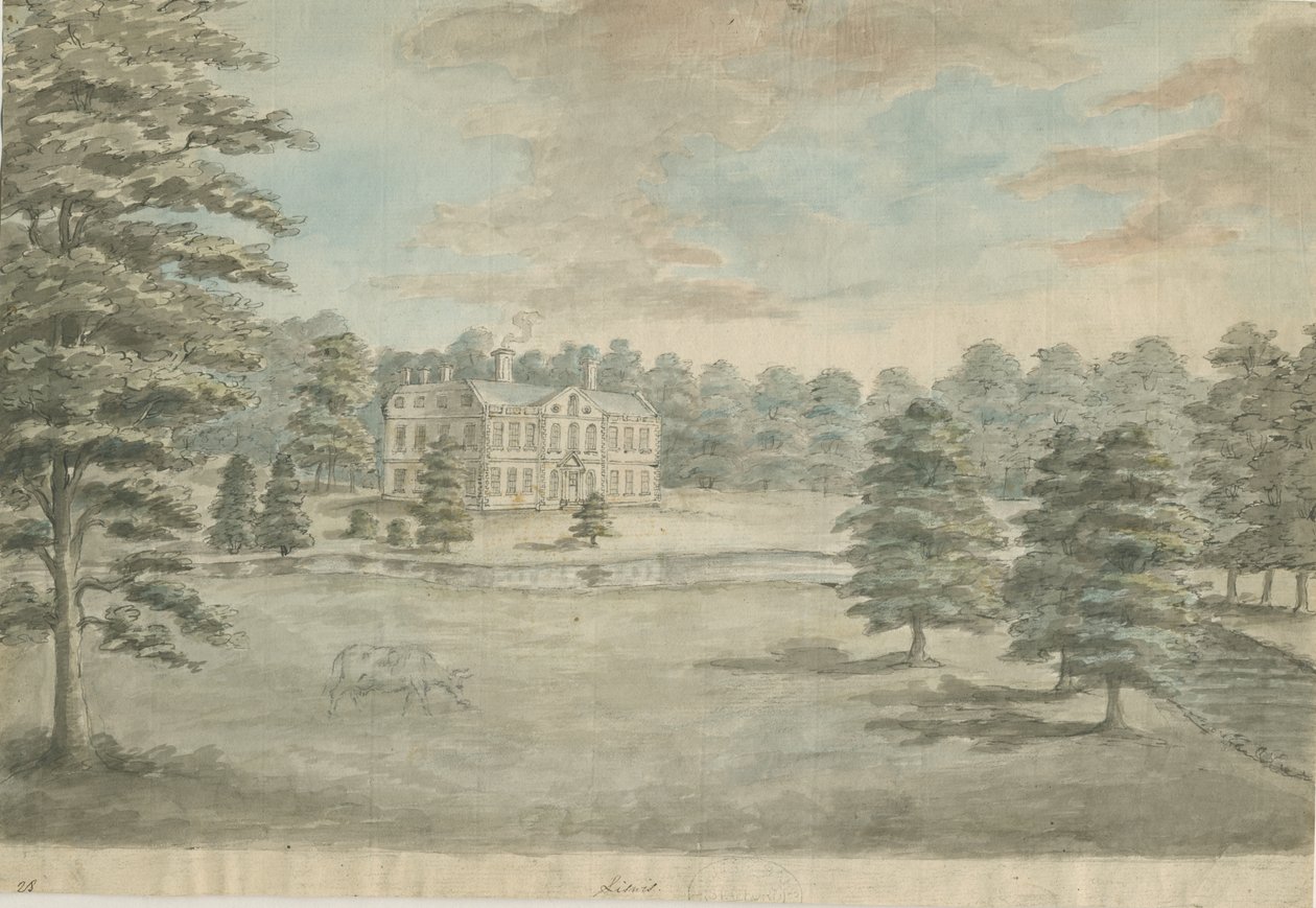 Lysways Hall: akvarellmålning, nd [1762-1802] av Stebbing Shaw