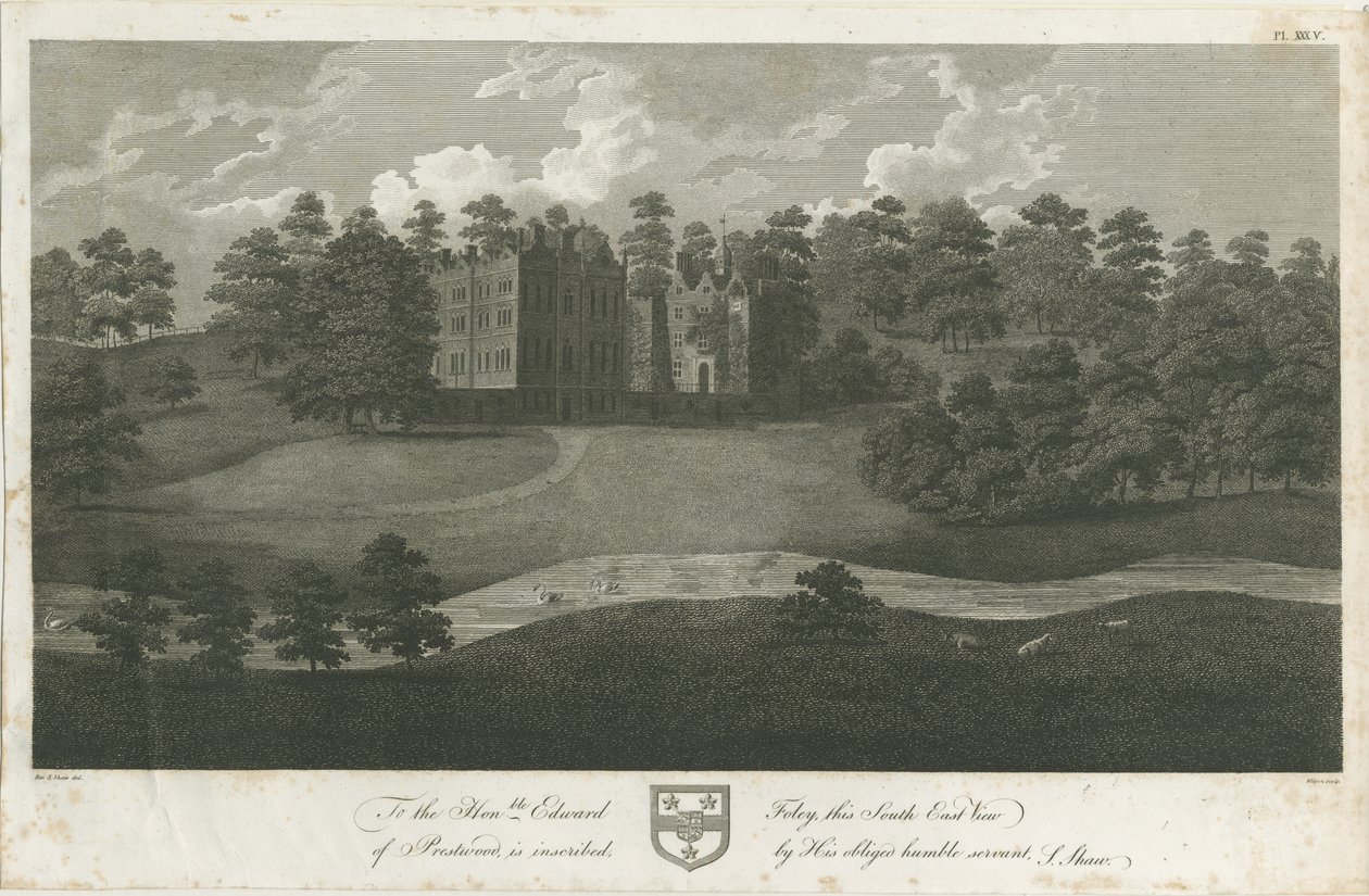 Prestwood Hall: gravyr, nd [1762-1802] av Stebbing Shaw