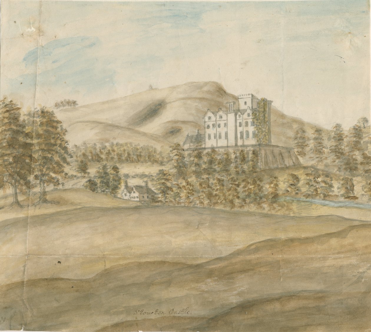Stourton Castle: akvarellmålning, nd [1762-1798] av Stebbing Shaw