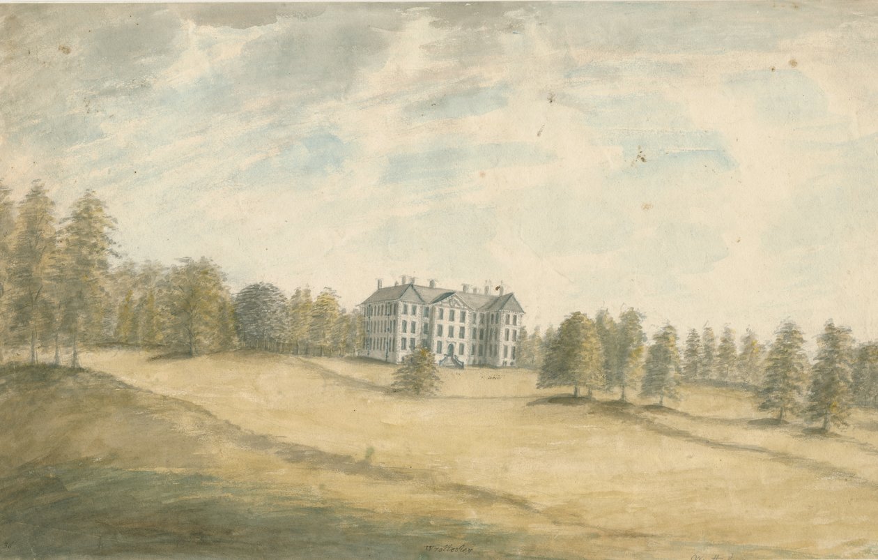 Wrottesley Hall: akvarellmålning, nd [1762-1802] av Stebbing Shaw