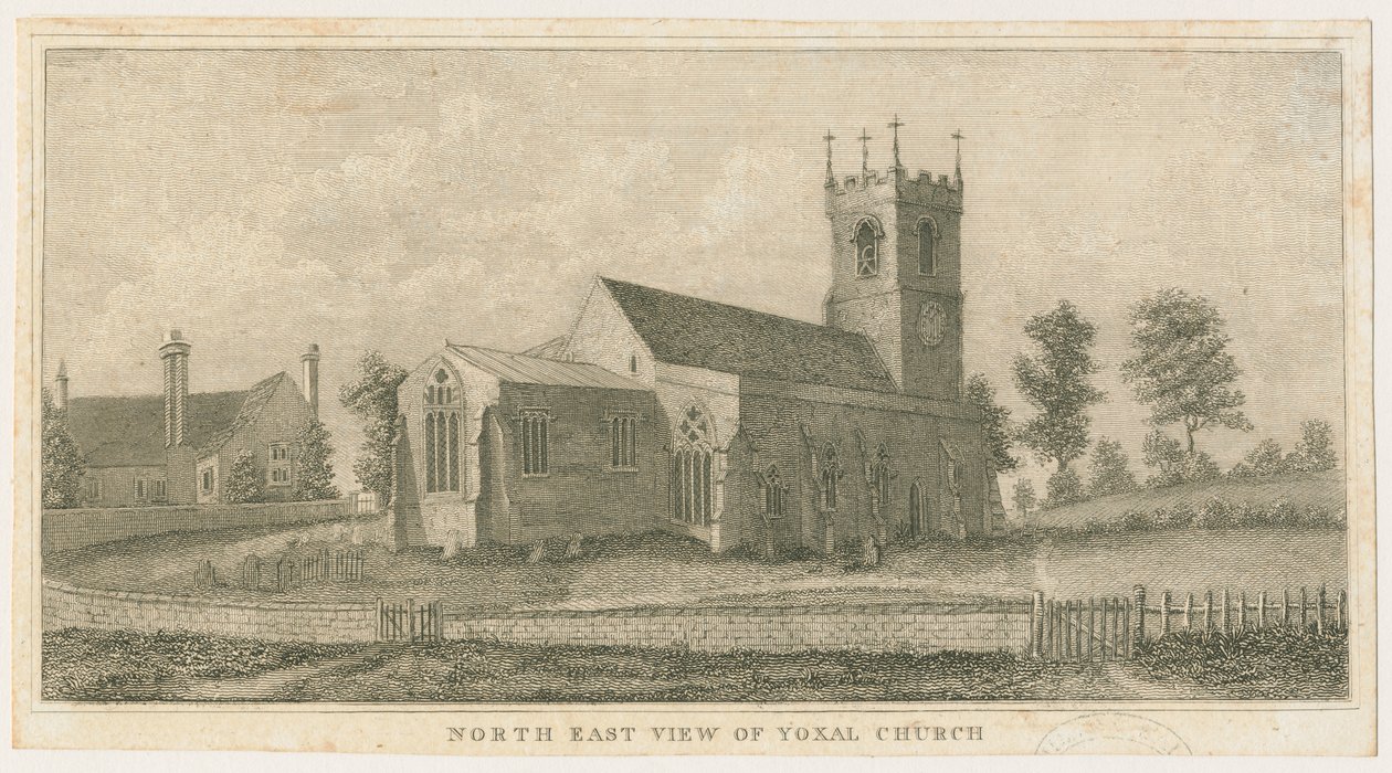 Yoxall Church: gravyr, nd [c 1798] (tryck) av Stebbing Shaw