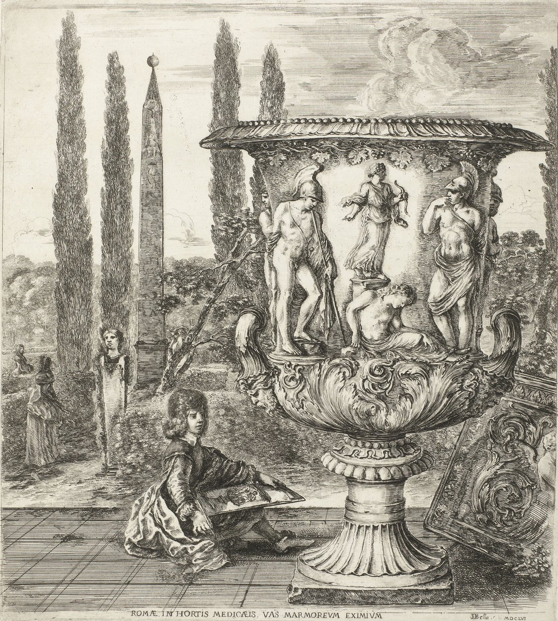 Den unge Cosimo III de Medici ritar Medici-vasen, 1656 av Stefano della Bella