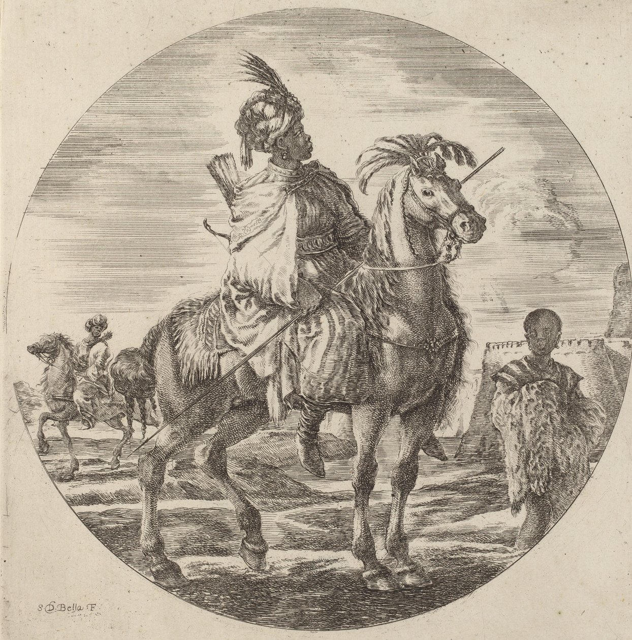 En svart ryttare. av Stefano della Bella
