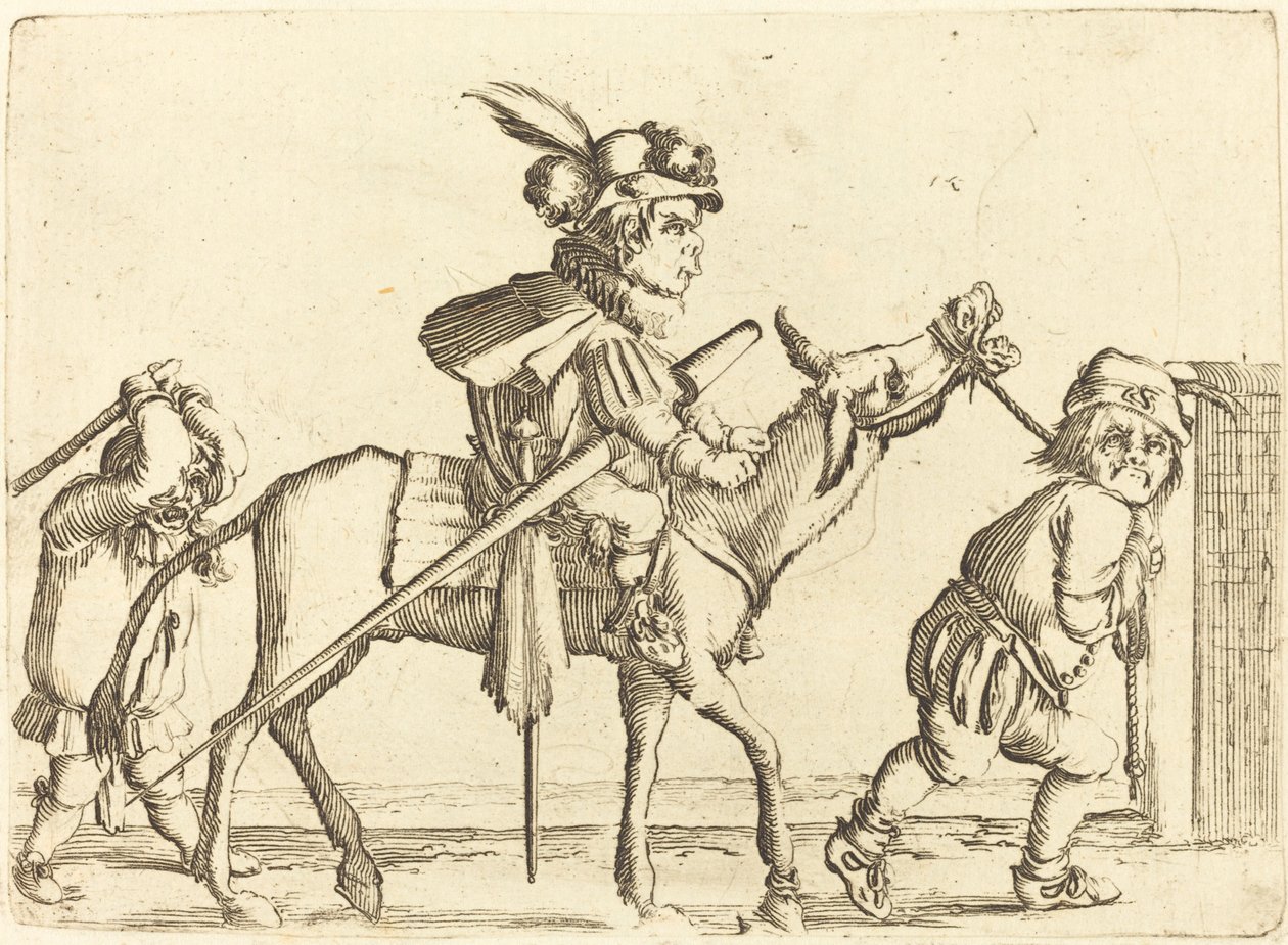 Dwarf Riding an Ass. av Stefano della Bella