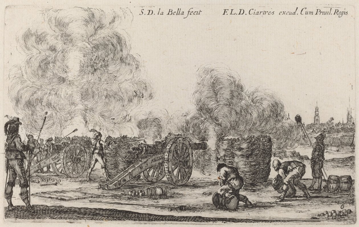 Avfyra kanonerna, c. 1641. av Stefano della Bella