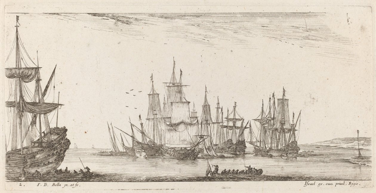 Grupp av skepp, 1644. av Stefano della Bella