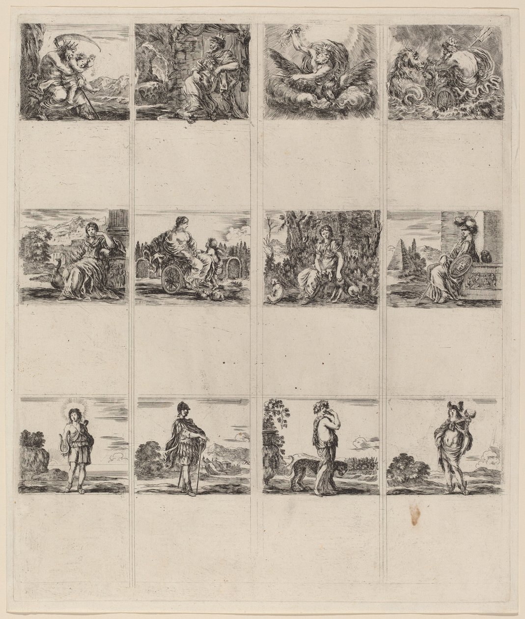 Mytologiska spelkort, 1644. av Stefano della Bella
