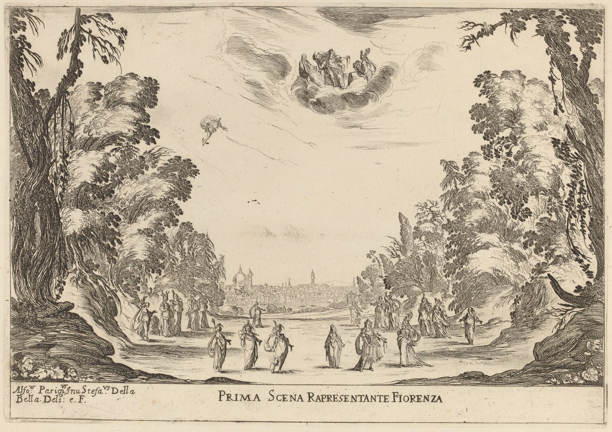 Första scenen Reprezentanta Florence, 1637. av Stefano della Bella
