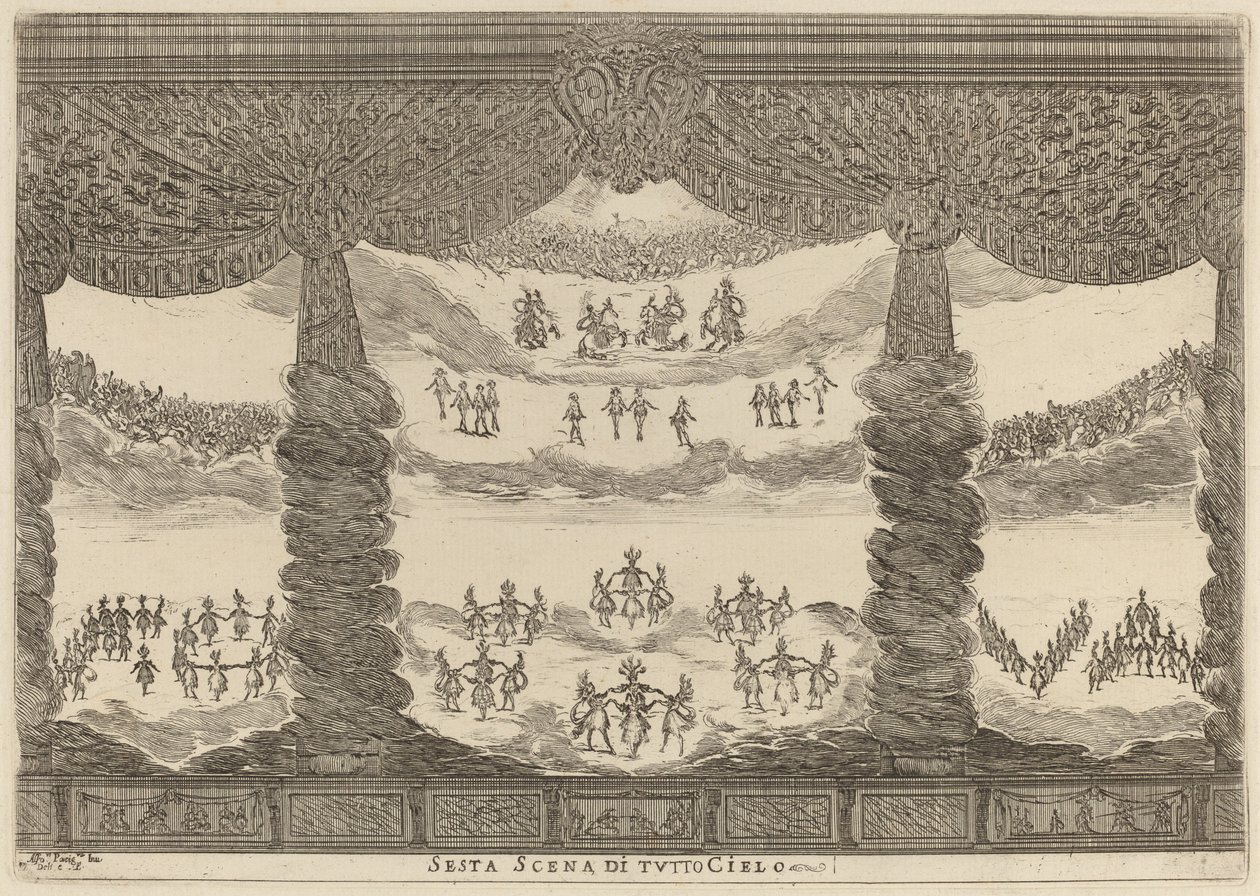 Sjätte scenen av hela himlen, 1637. av Stefano della Bella