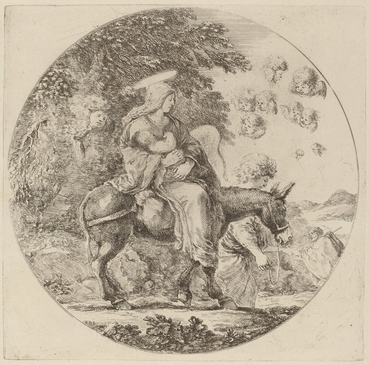 Flygningen till Egypten, troligen 1662. av Stefano della Bella